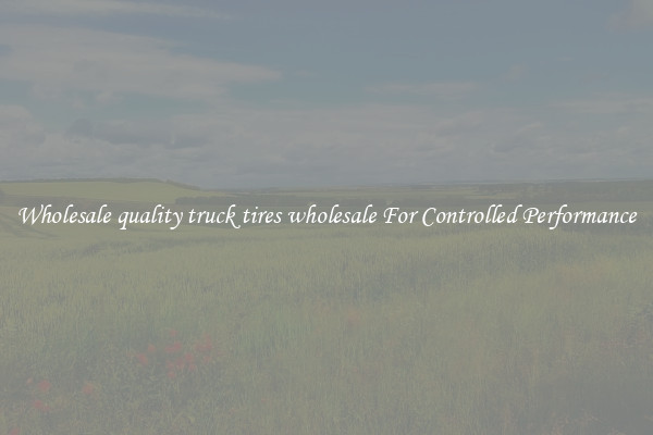 Wholesale quality truck tires wholesale For Controlled Performance